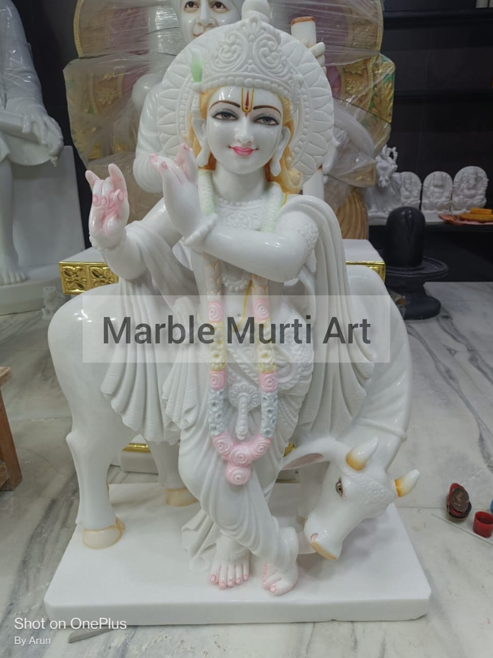 Marble Gau Gopal Statue